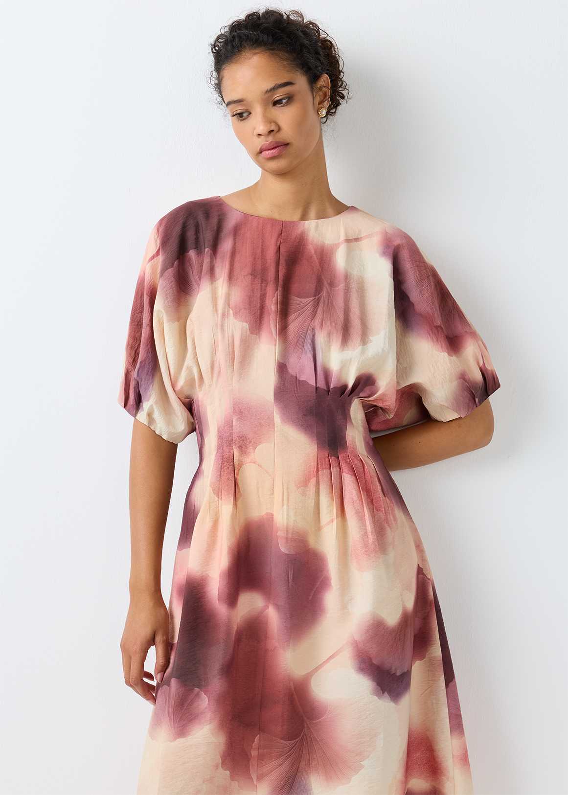 Printed Cinched Waist Modal Blend Midi Dress | Woolworths.co.za