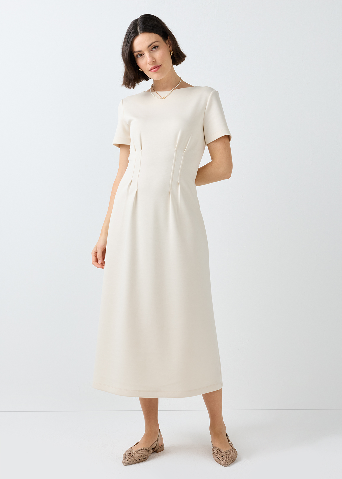 Pleat Detail Scuba Midi Dress | Woolworths.co.za