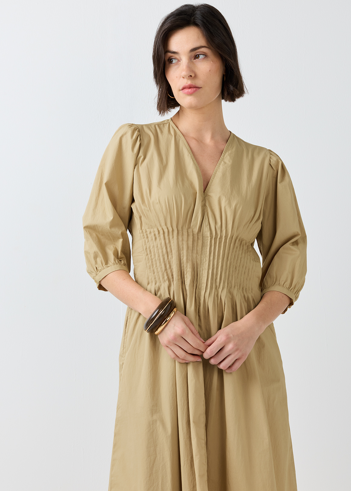 Cinched Waist Poplin Midi Dress | Woolworths.co.za