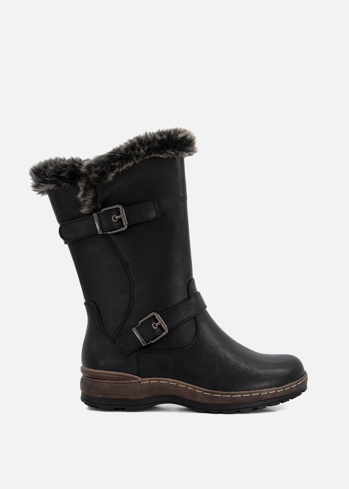 Faux Fur Trim Double Buckle Mid Calf Boots | Woolworths.co.za