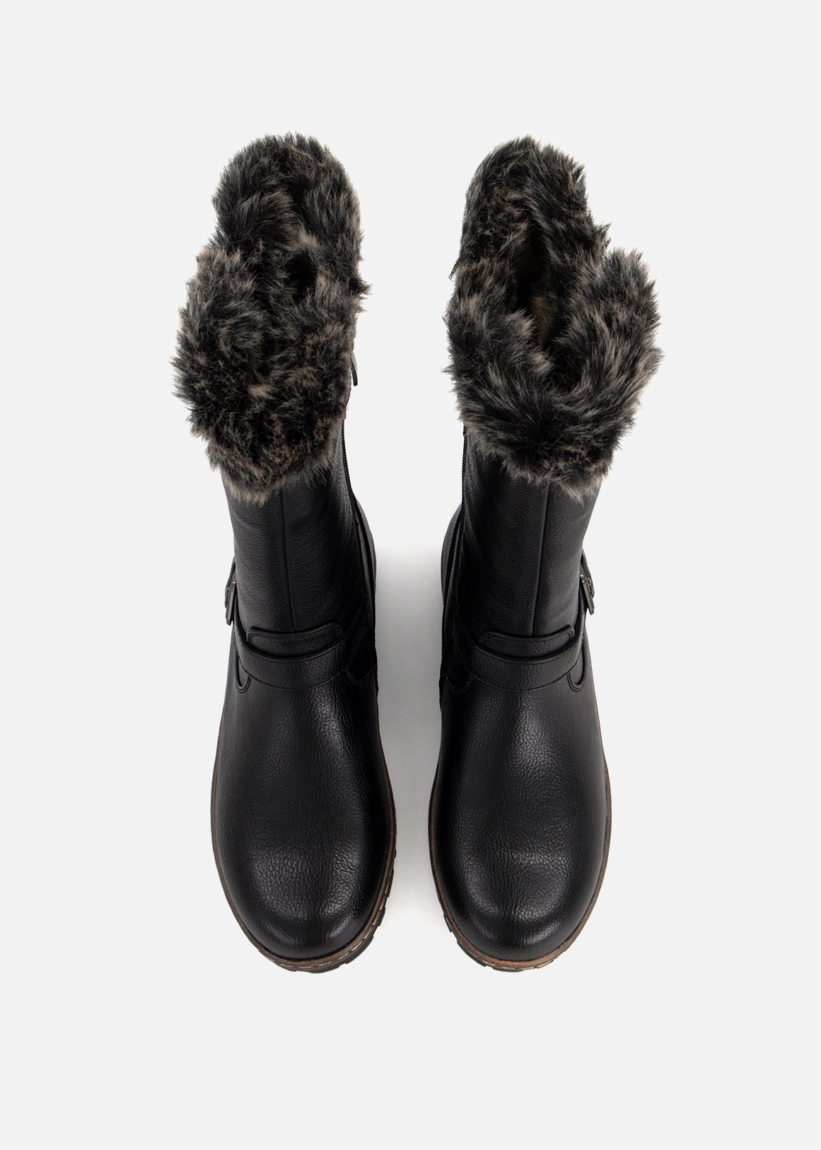 Faux Fur Trim Double Buckle Mid Calf Boots | Woolworths.co.za
