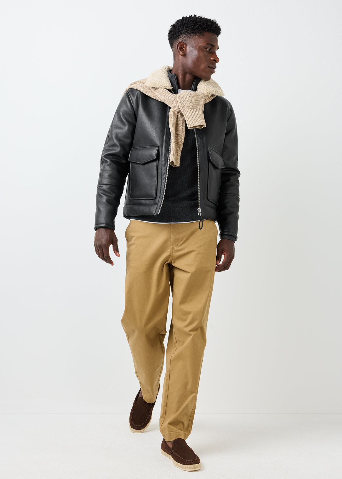 Sherpa Collar Faux Leather Aviator Jacket | Woolworths.co.za