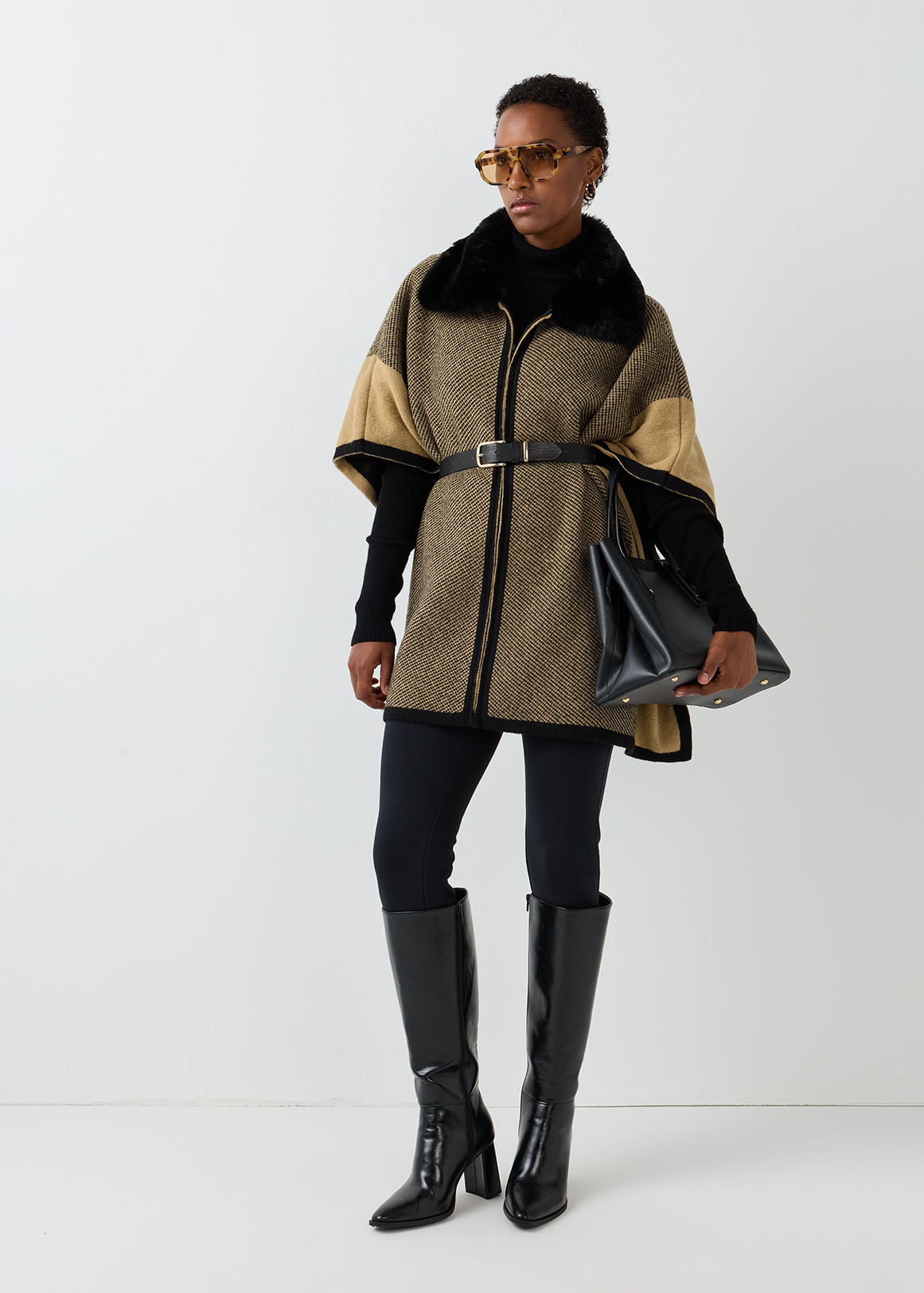 Faux Fur Collar Zip Poncho | Woolworths.co.za