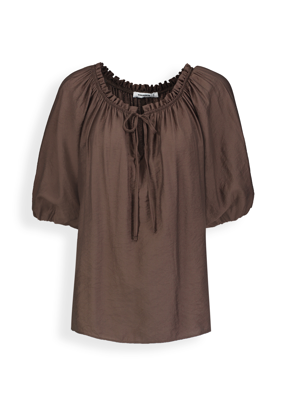 Frill Tie Neck Balloon Sleeve Blouse | Woolworths.co.za