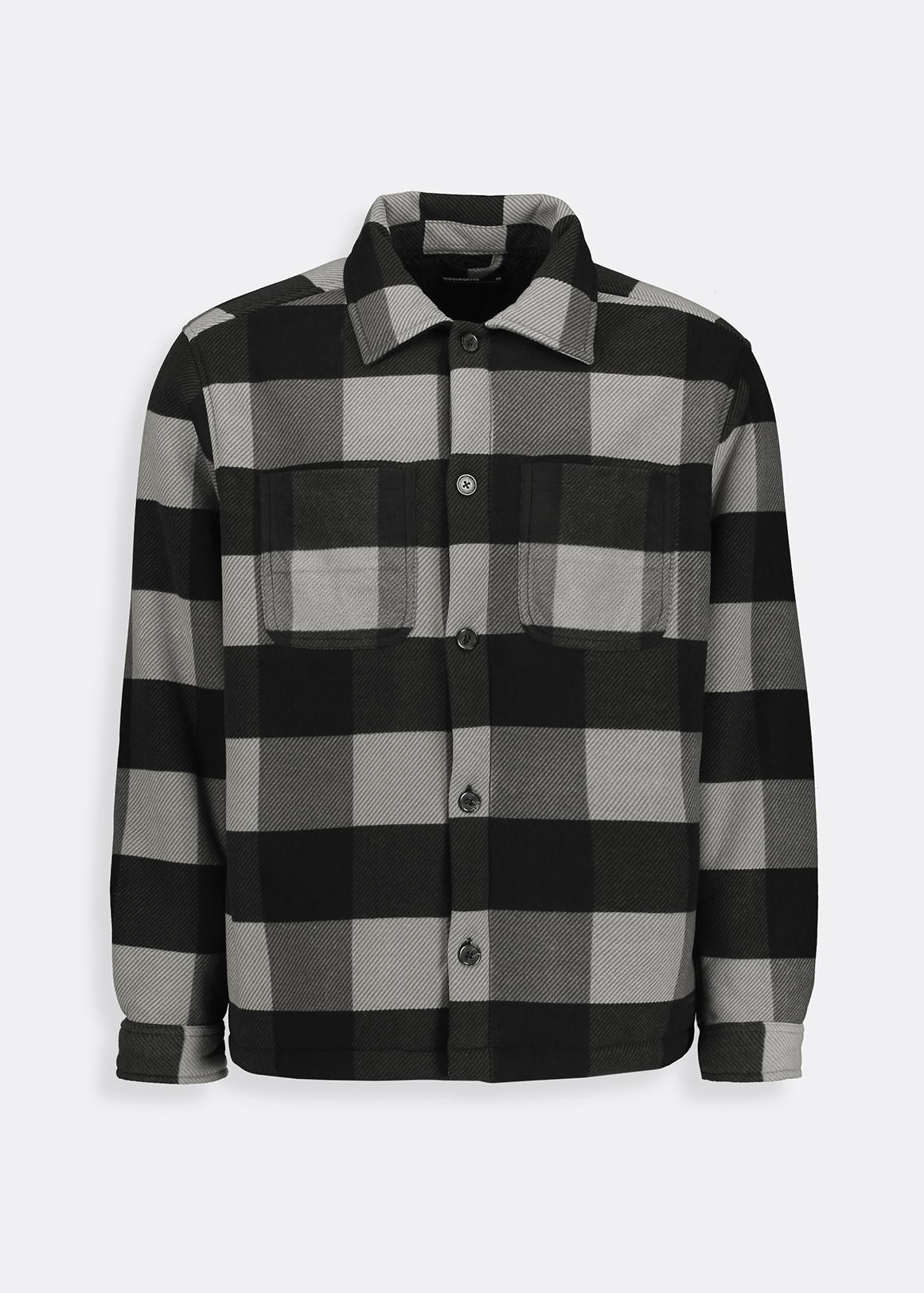 Black Check Sherpa Lined Shacket | Woolworths.co.za