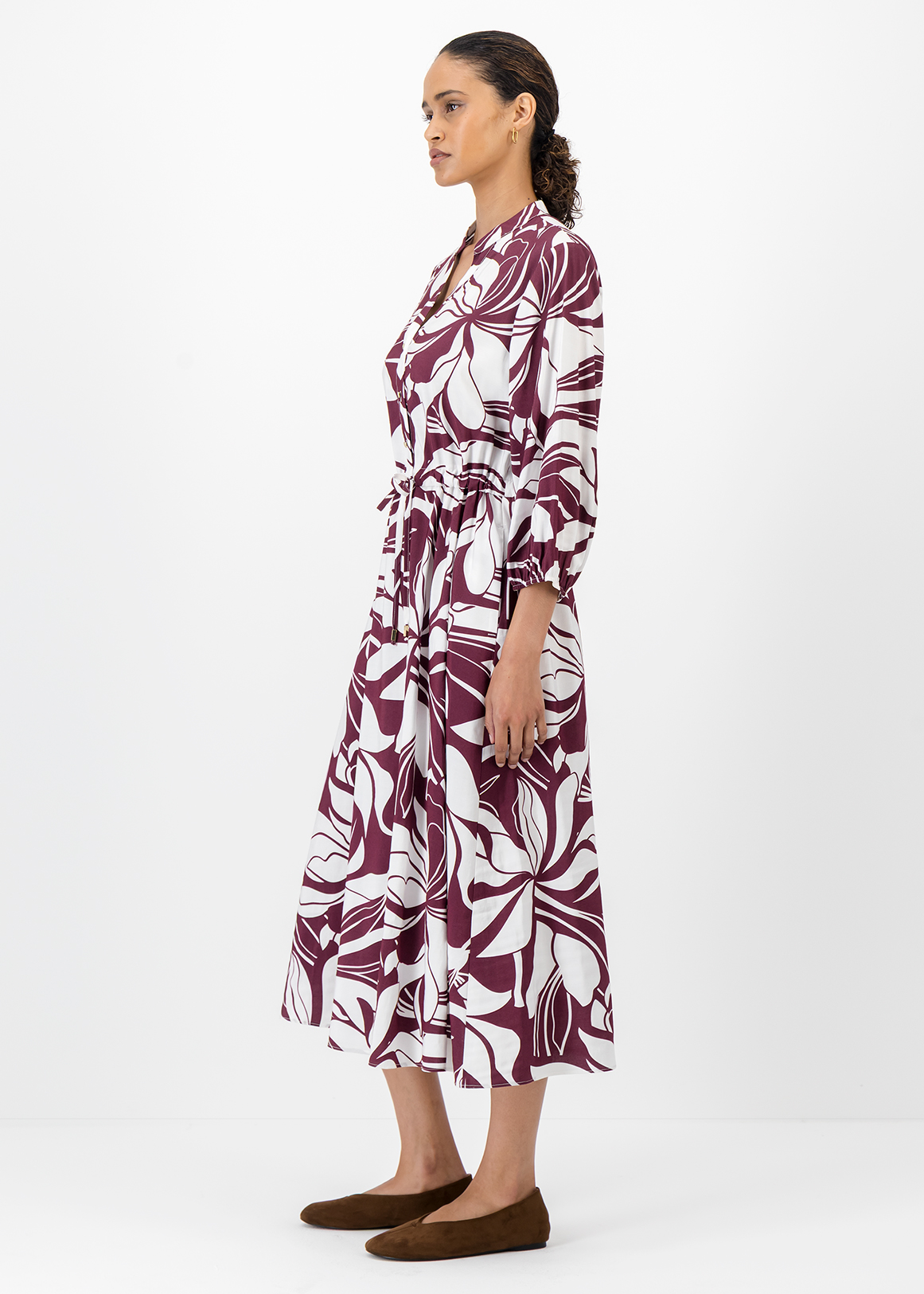 Split Neck & Drawstring Waist Midi Dress | Woolworths.co.za