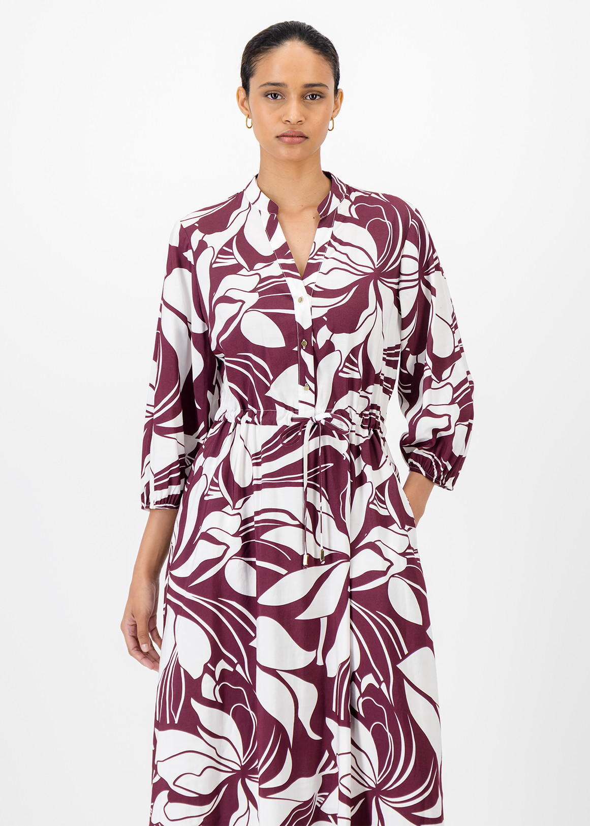 Split Neck & Drawstring Waist Midi Dress | Woolworths.co.za