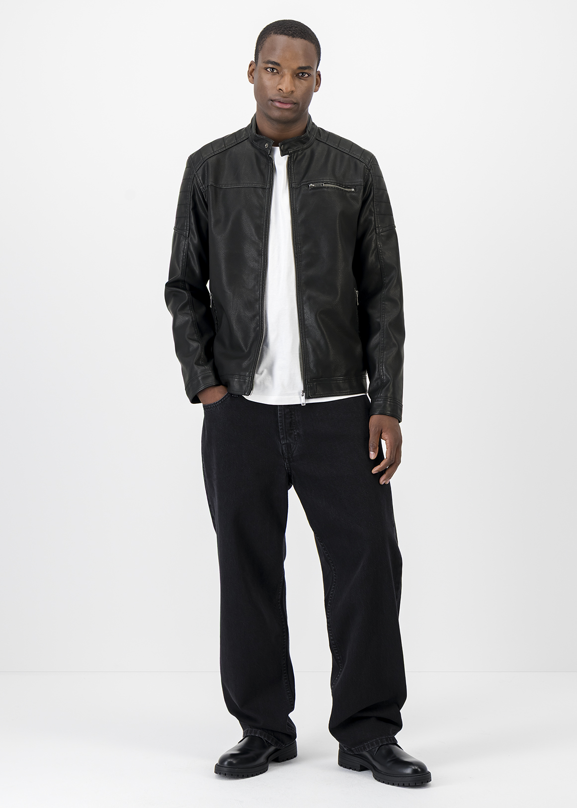 Zip-up Slim Fit Faux Leather Biker Jacket | Woolworths.co.za