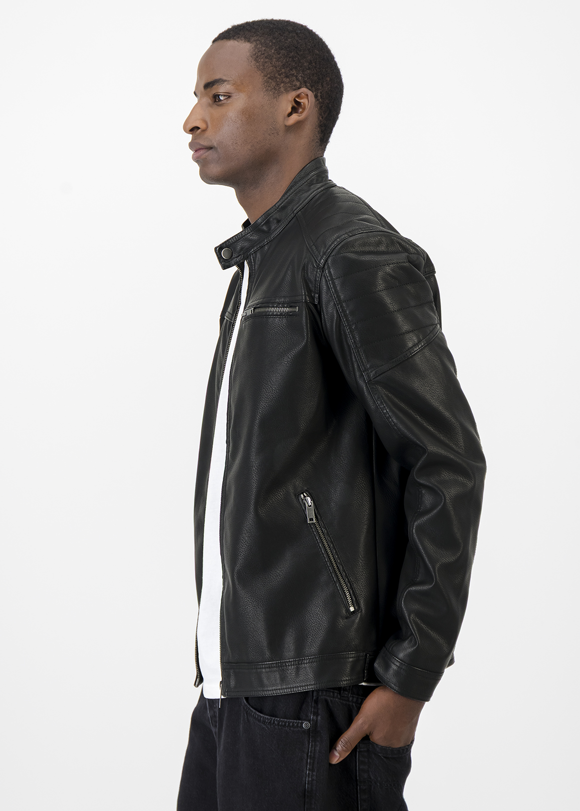 Zip-up Slim Fit Faux Leather Biker Jacket | Woolworths.co.za
