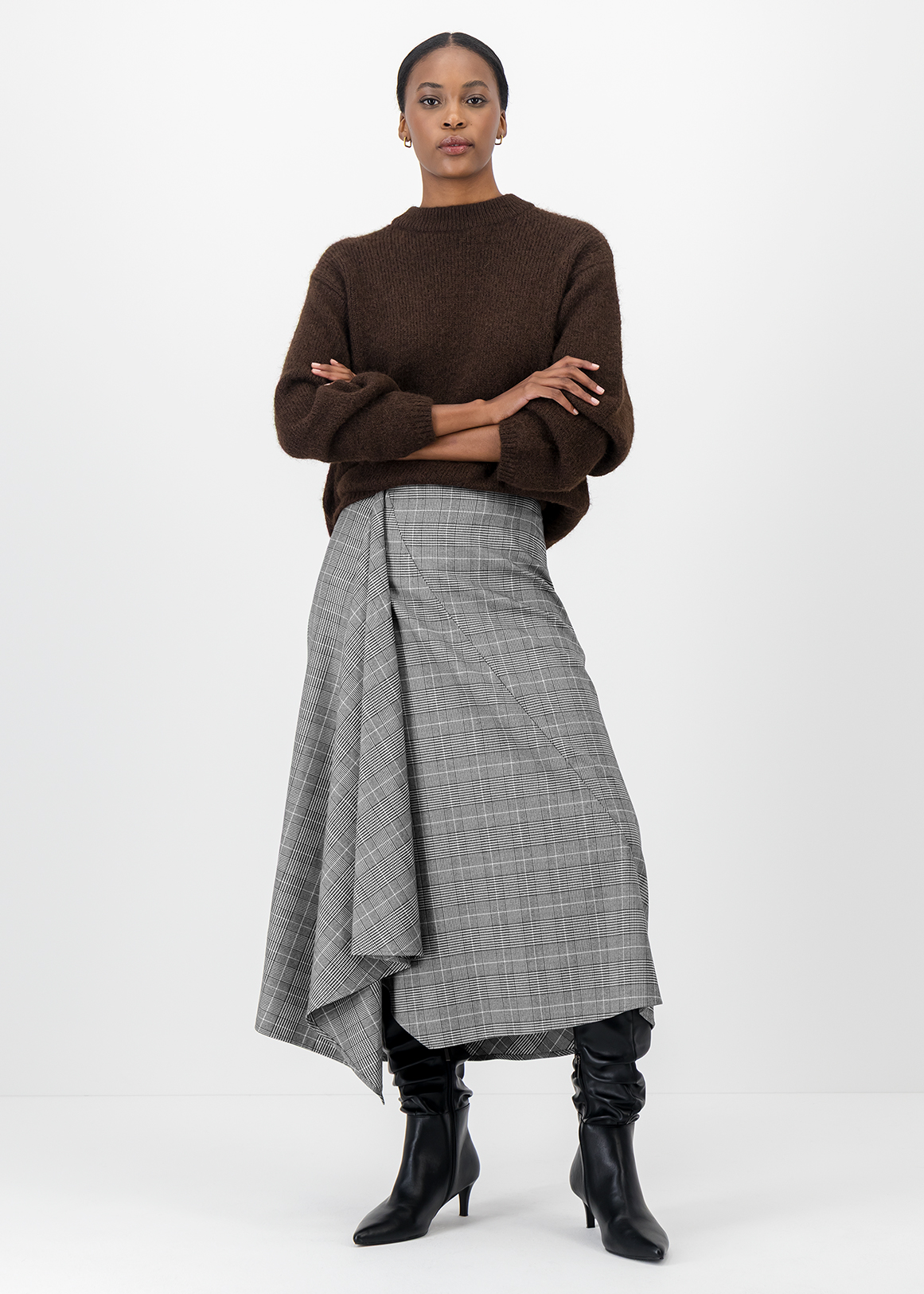 Check Asymmetric Hem Maxi Skirt | Woolworths.co.za