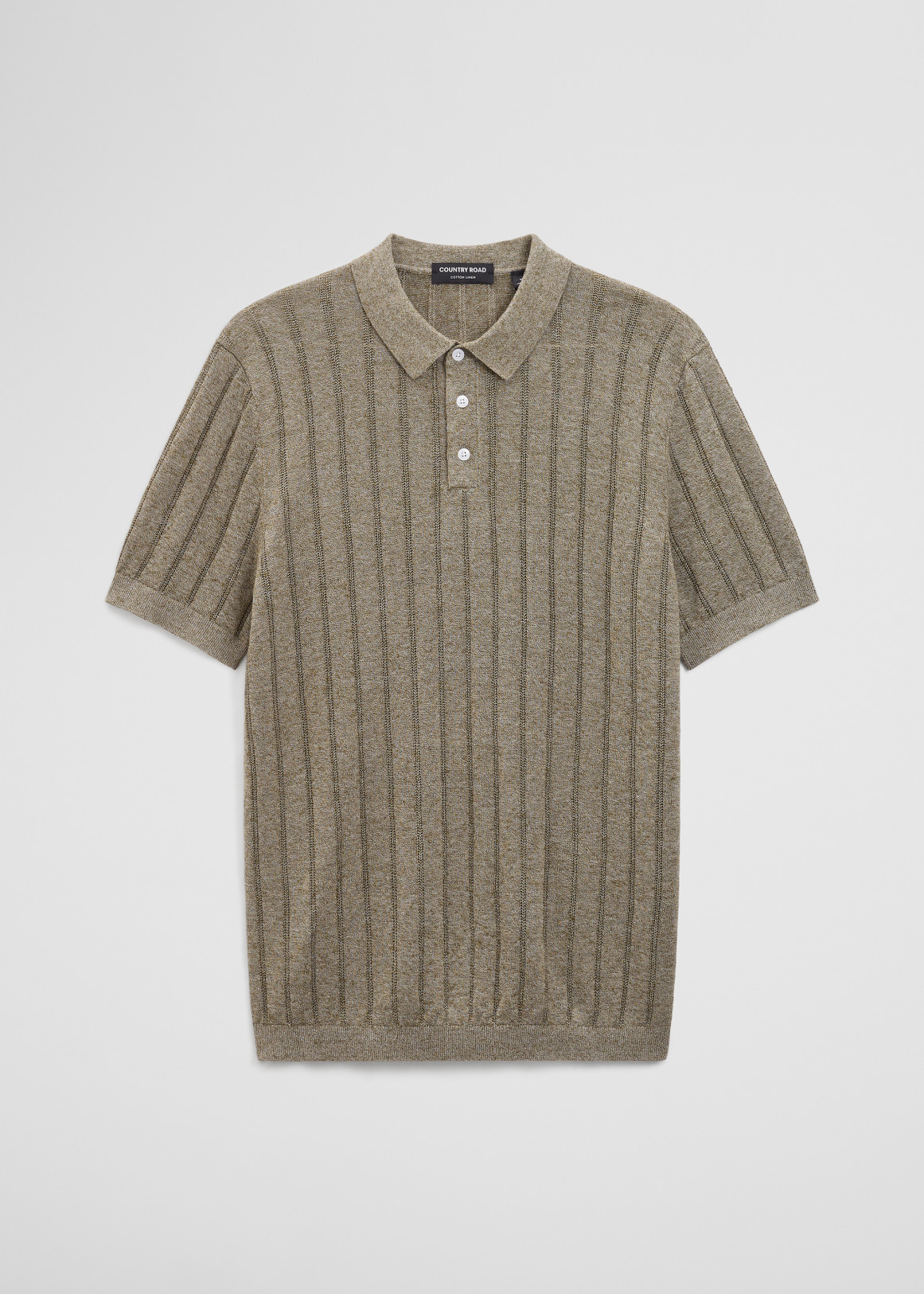 Linen Cotton Stripe Knit Polo | Woolworths.co.za
