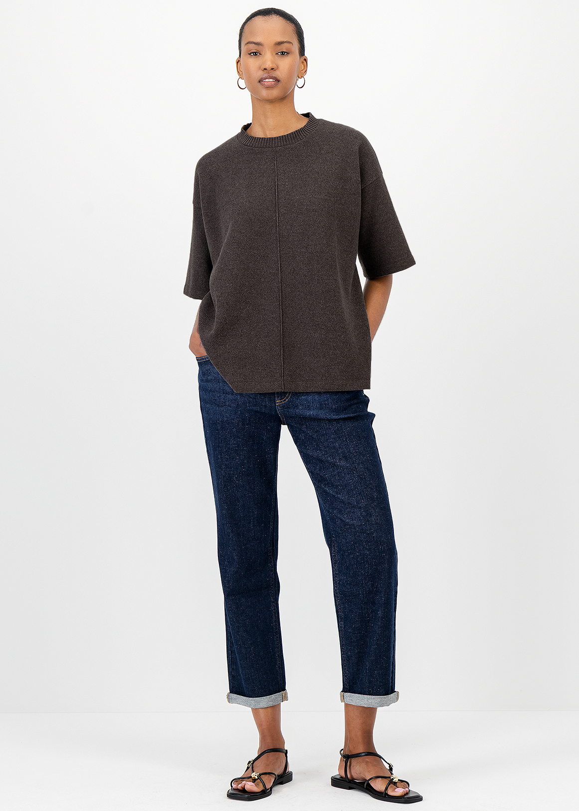 Pintuck Seam Relaxed Fit Knit T-shirt | Woolworths.co.za
