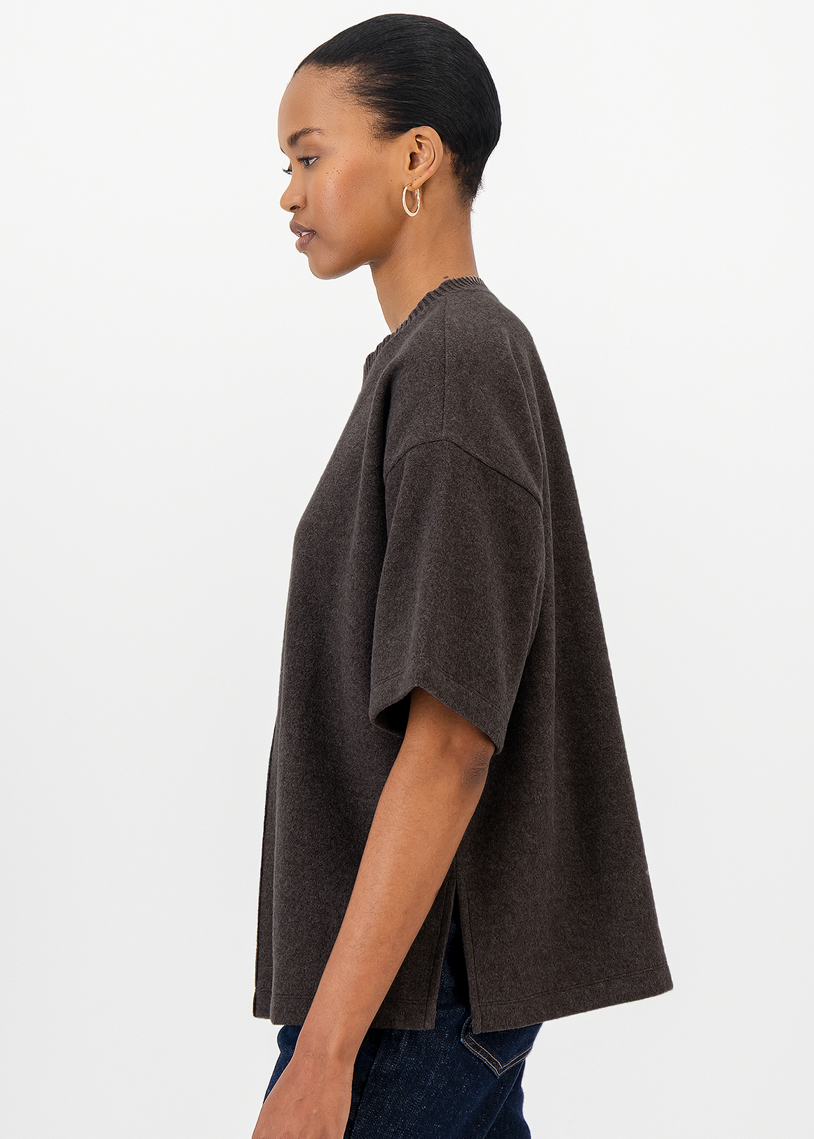 Pintuck Seam Relaxed Fit Knit T-shirt | Woolworths.co.za