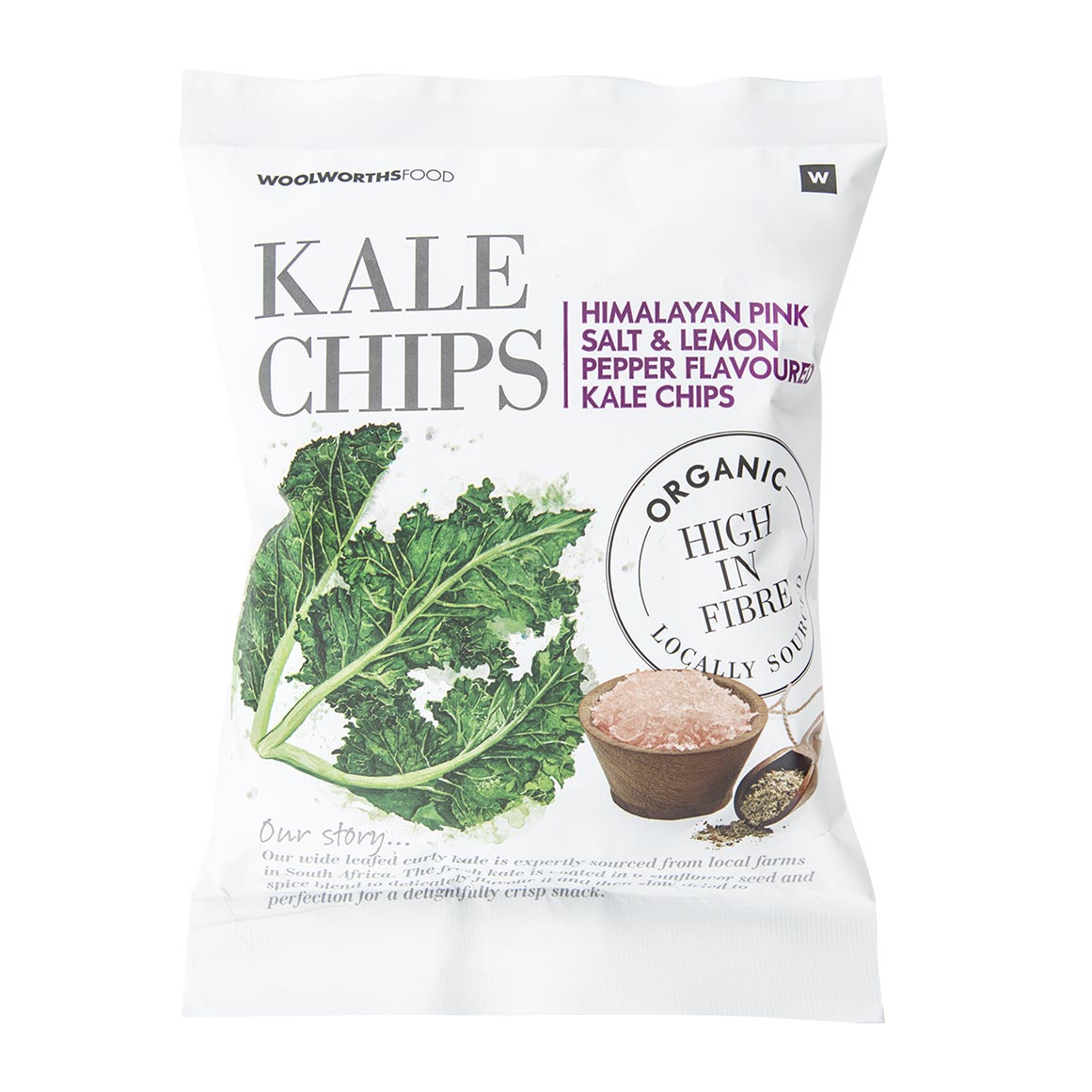 Organic Himalayan Pink Salt and Lemon Pepper Kale Chips 25 g |  Woolworths.co.za