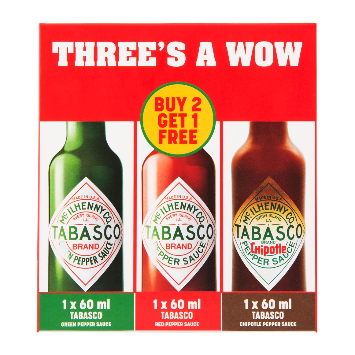 Trio Tabasco Sauce 3 x 60 ml | Woolworths.co.za