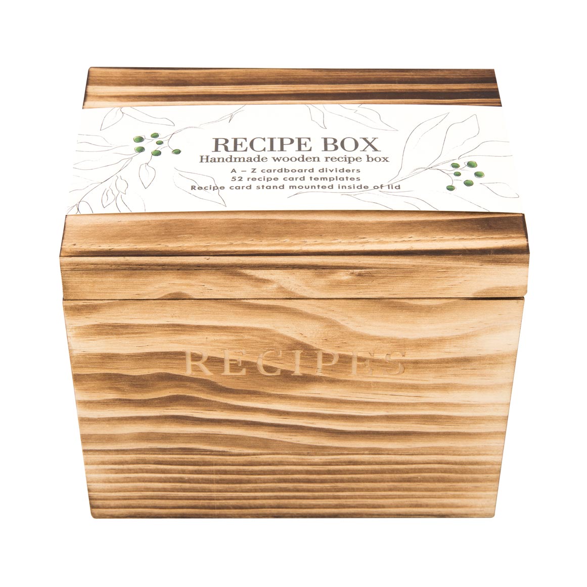 Recipe box wooden discount