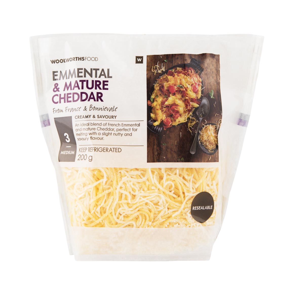 Grated Emmental & Mature Cheddar Cheese 200 g | Woolworths.co.za