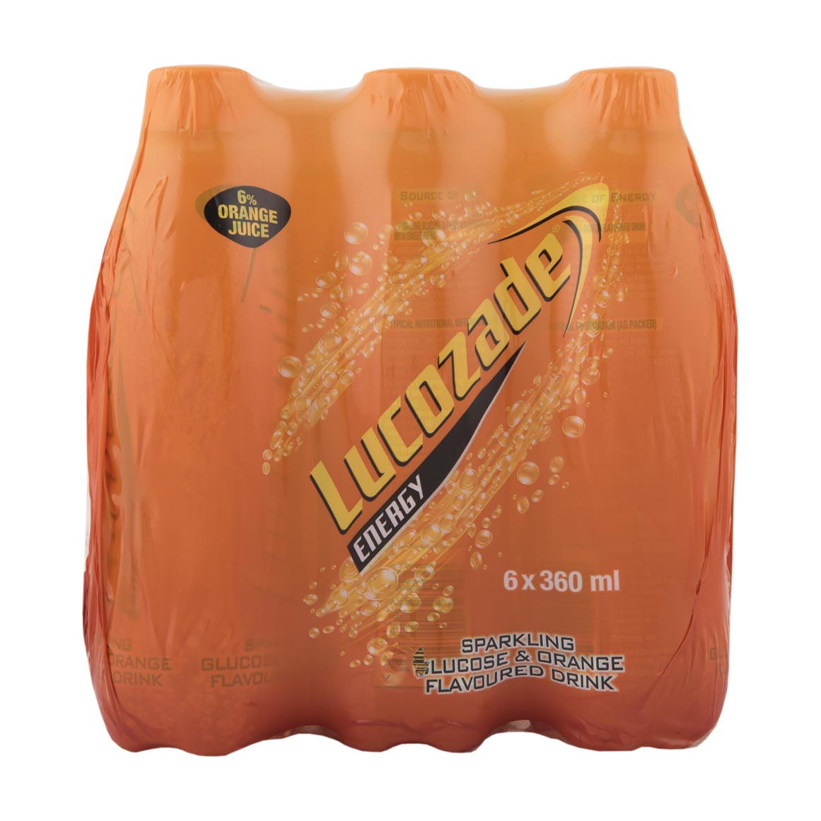 Lucozade Orange Flavoured Sparkling Glucose Drink 6 x 360 ml