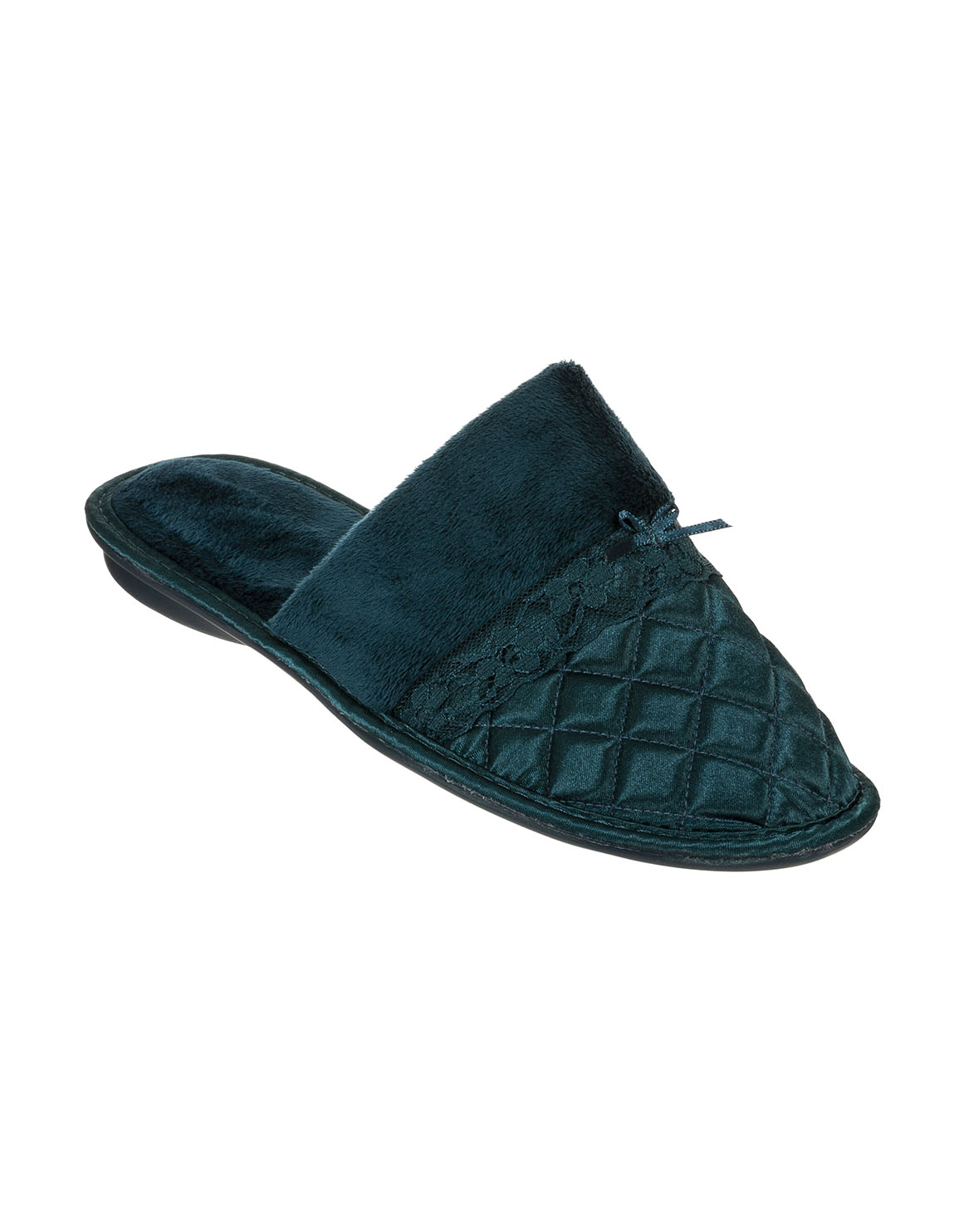 Quilted Satin Mule Slippers 
