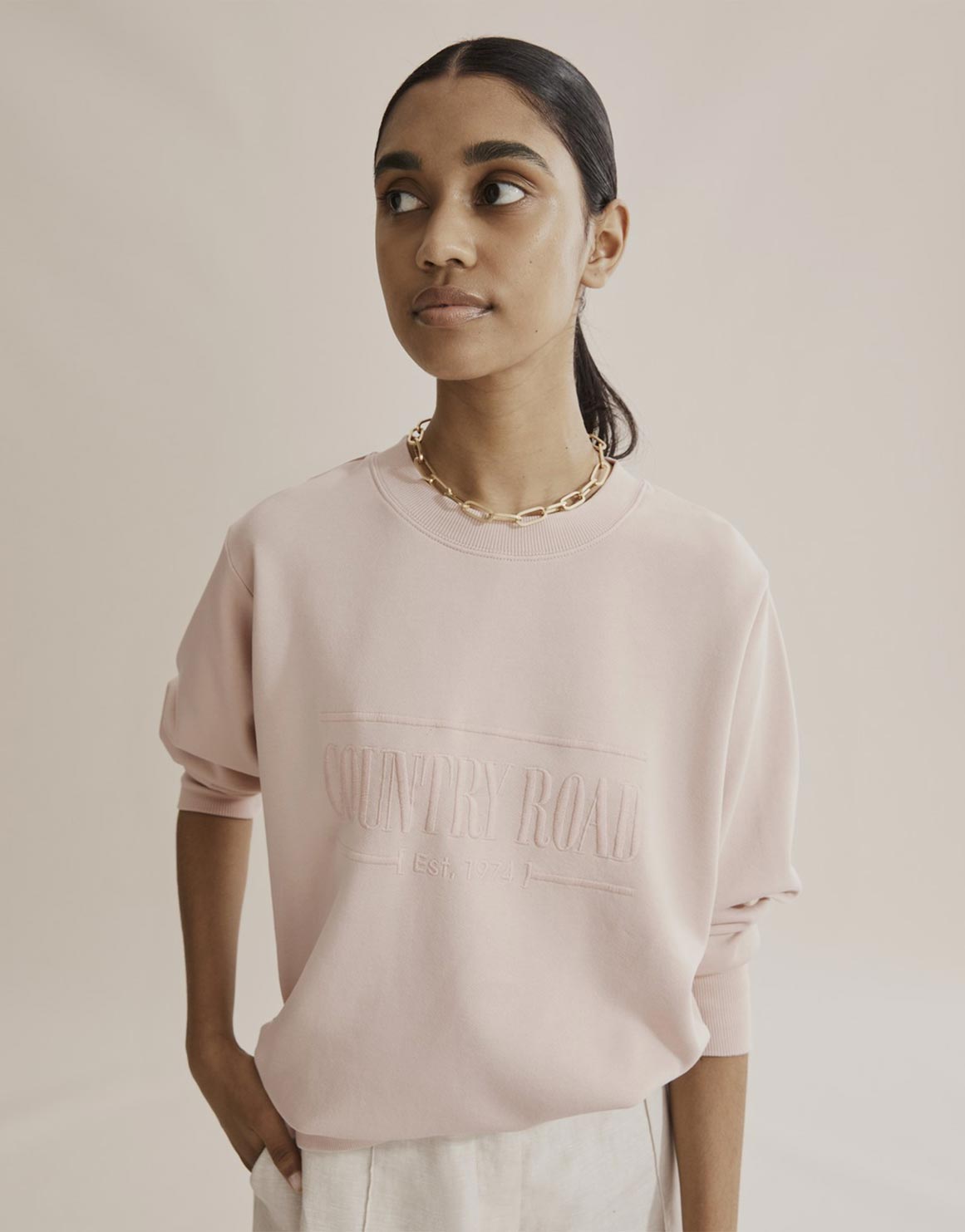 country road pink sweater