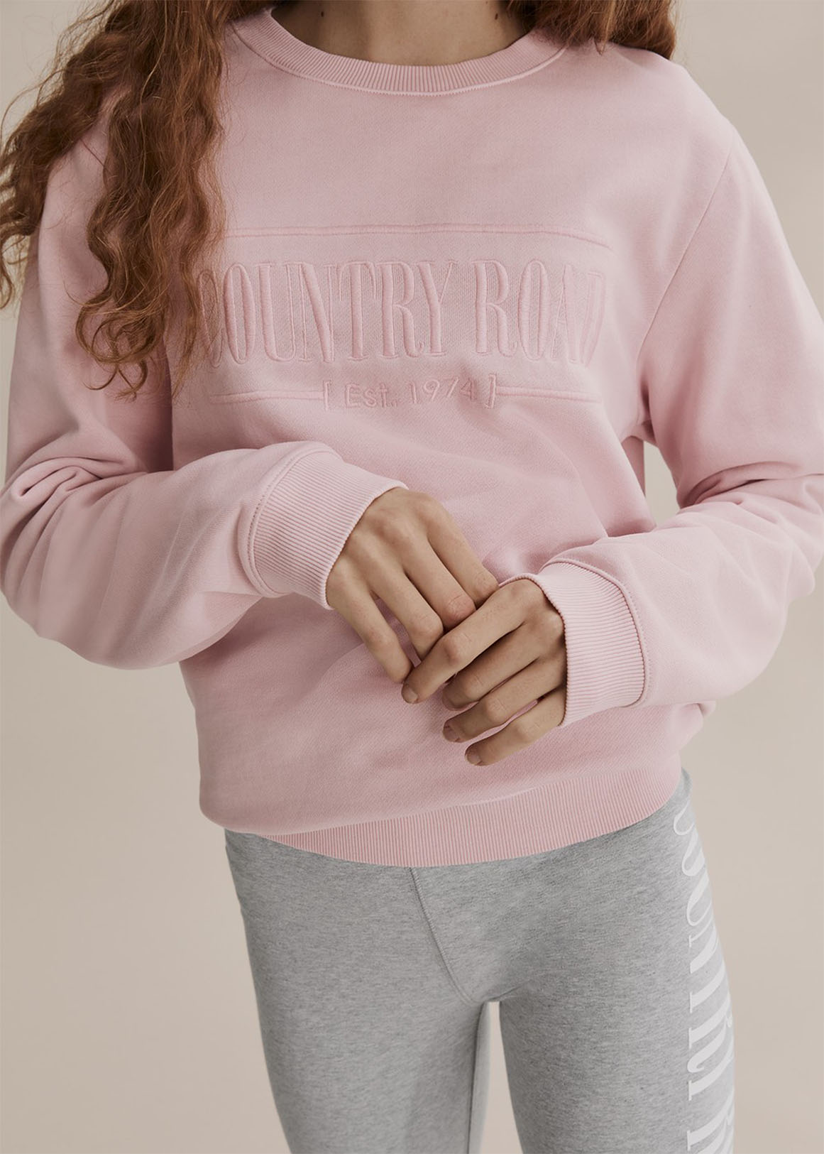 country road pink sweater