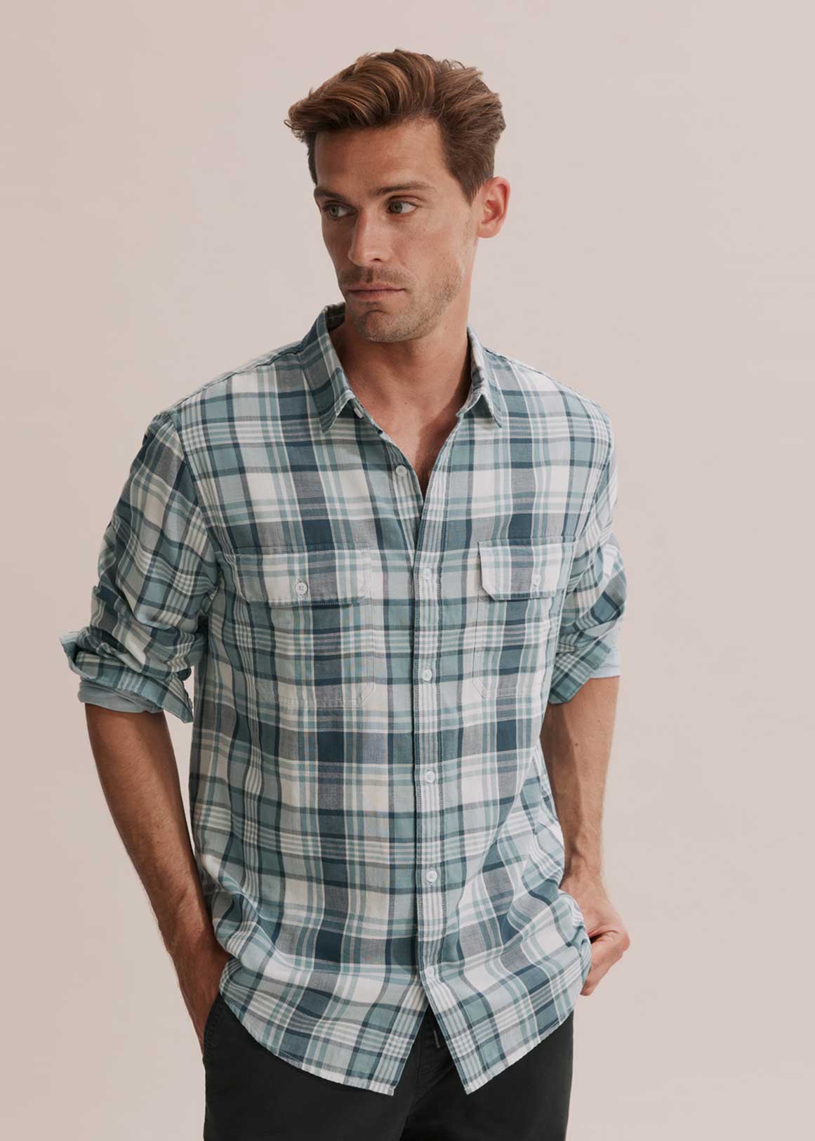 Regular Fit Double Cloth Check Shirt 