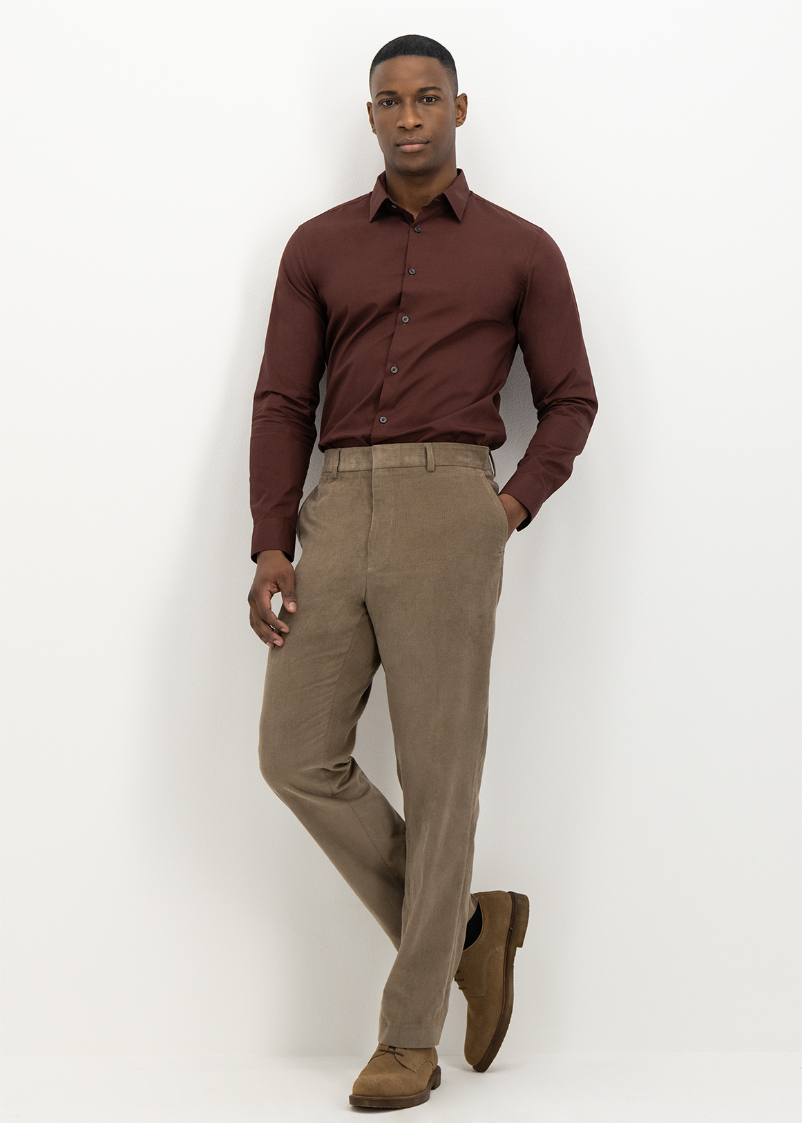 Flat Front Straight Leg Corduroy 