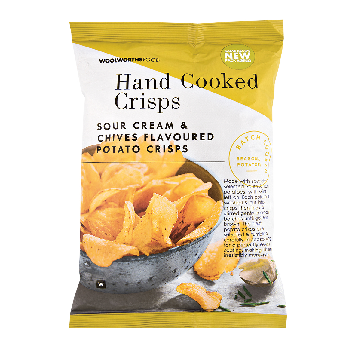 Hand Cooked Sour Cream and Chives Flavoured Potato Crisps 125 g