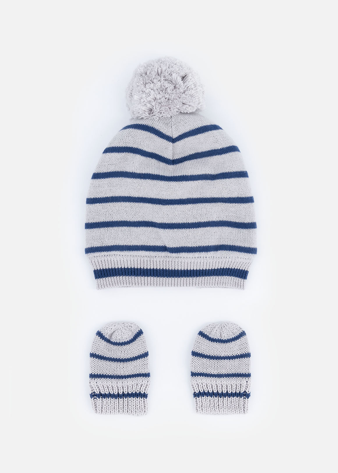 Street Essentials Boys Striped Mitten Cap Gloves
