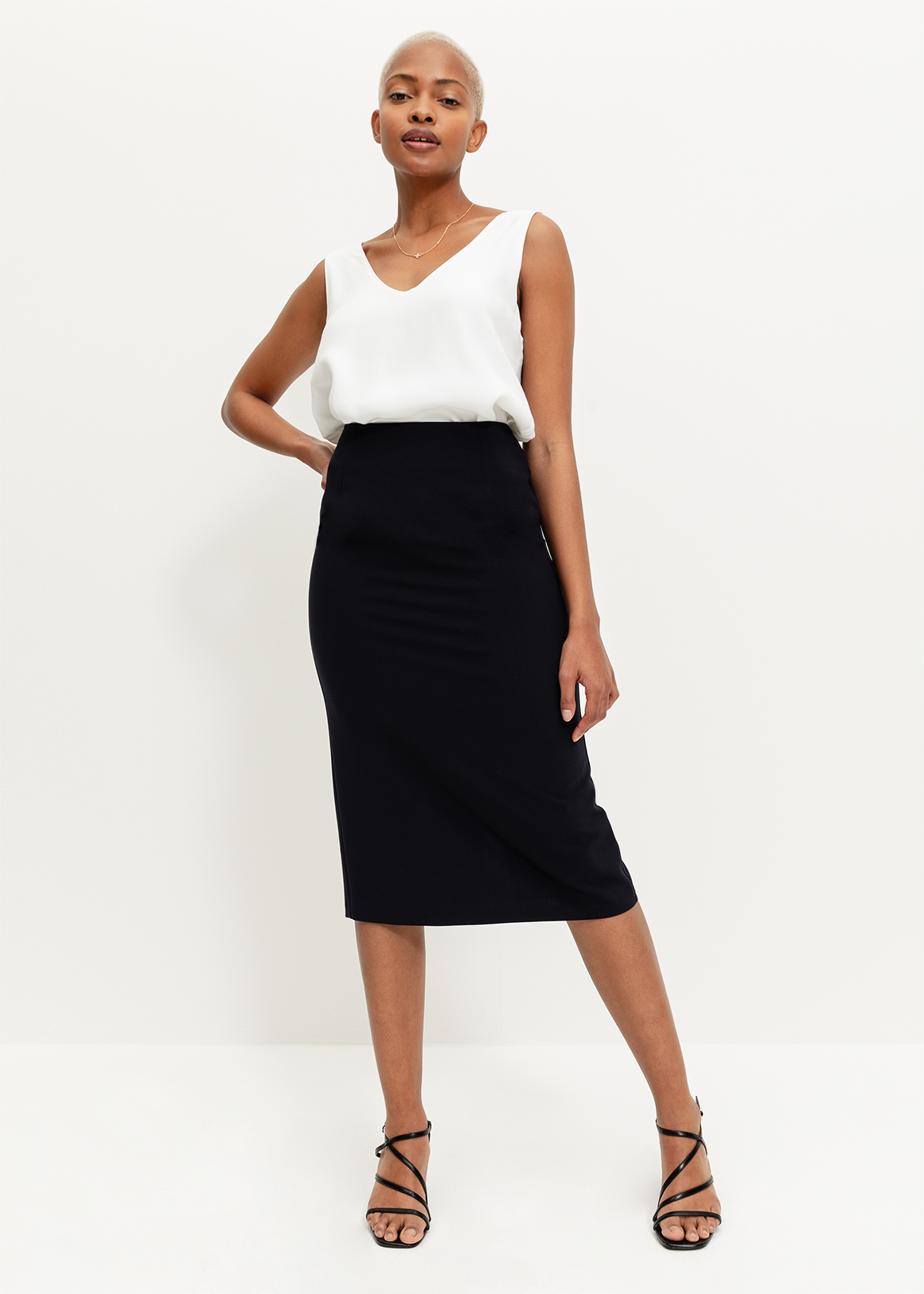 High Waist Stretch Pencil Skirt