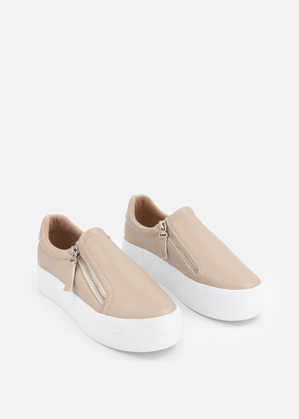 black leather slip on platform sneakers