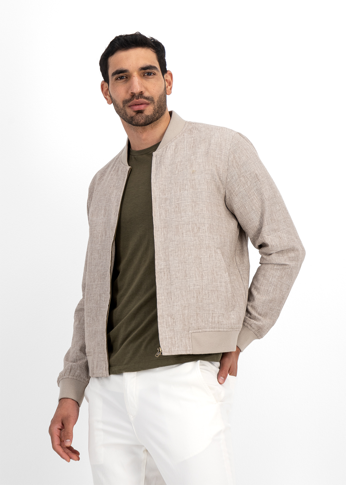 country road linen bomber jacket