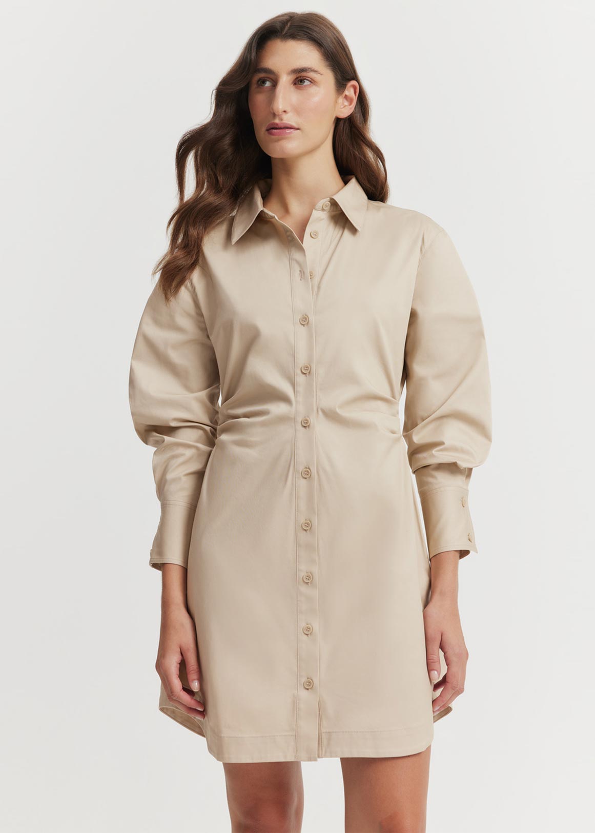 button through mini dress