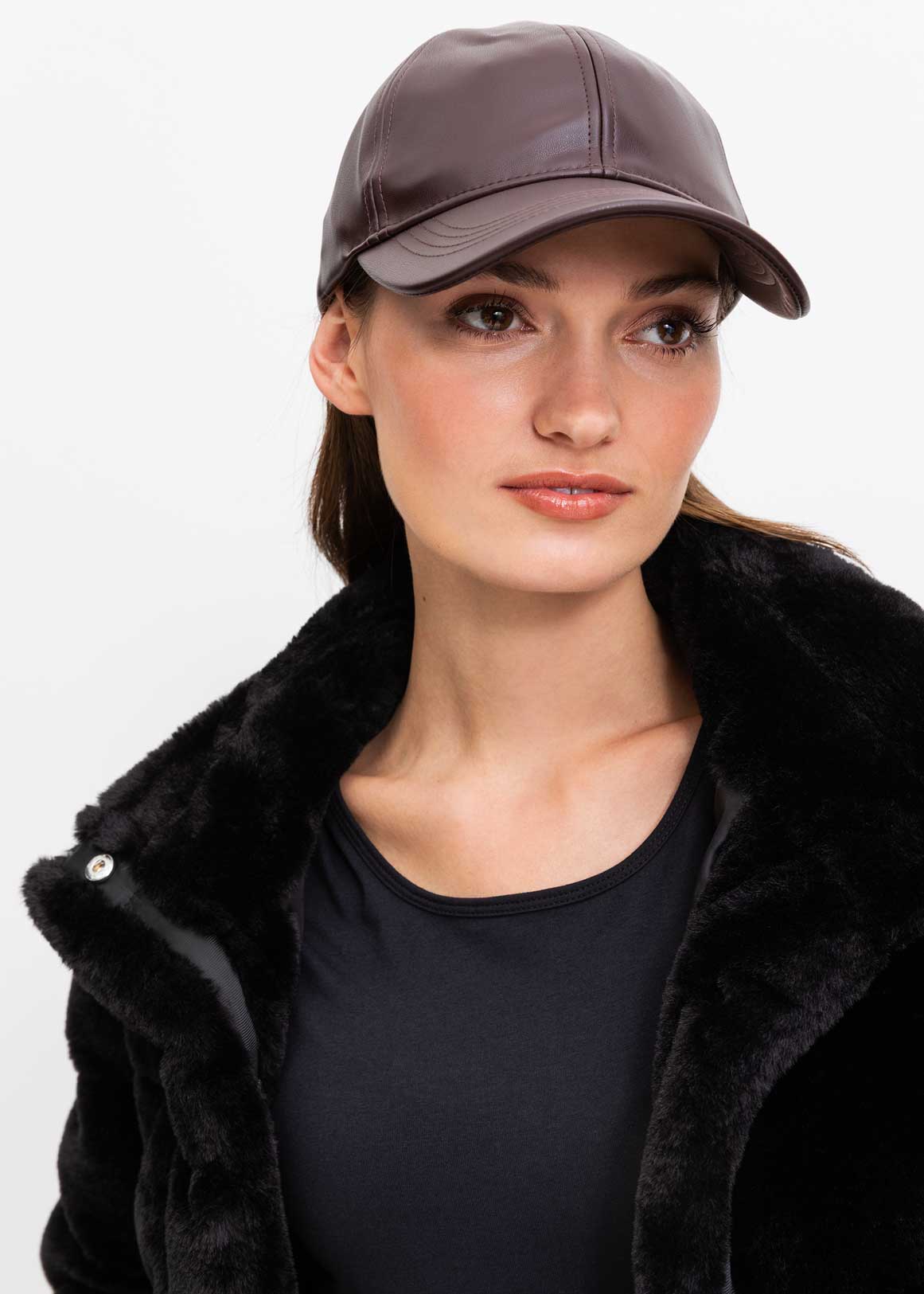 Faux Leather Baseball Cap