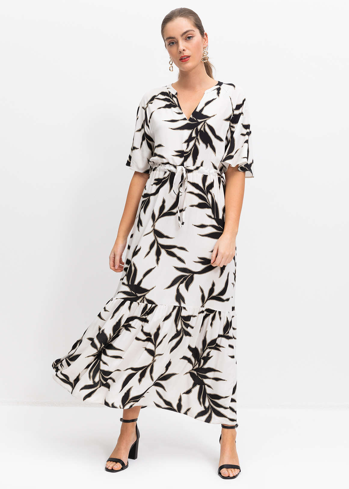 Print Tiered V-neck Maxi Dress | Woolworths.co.za