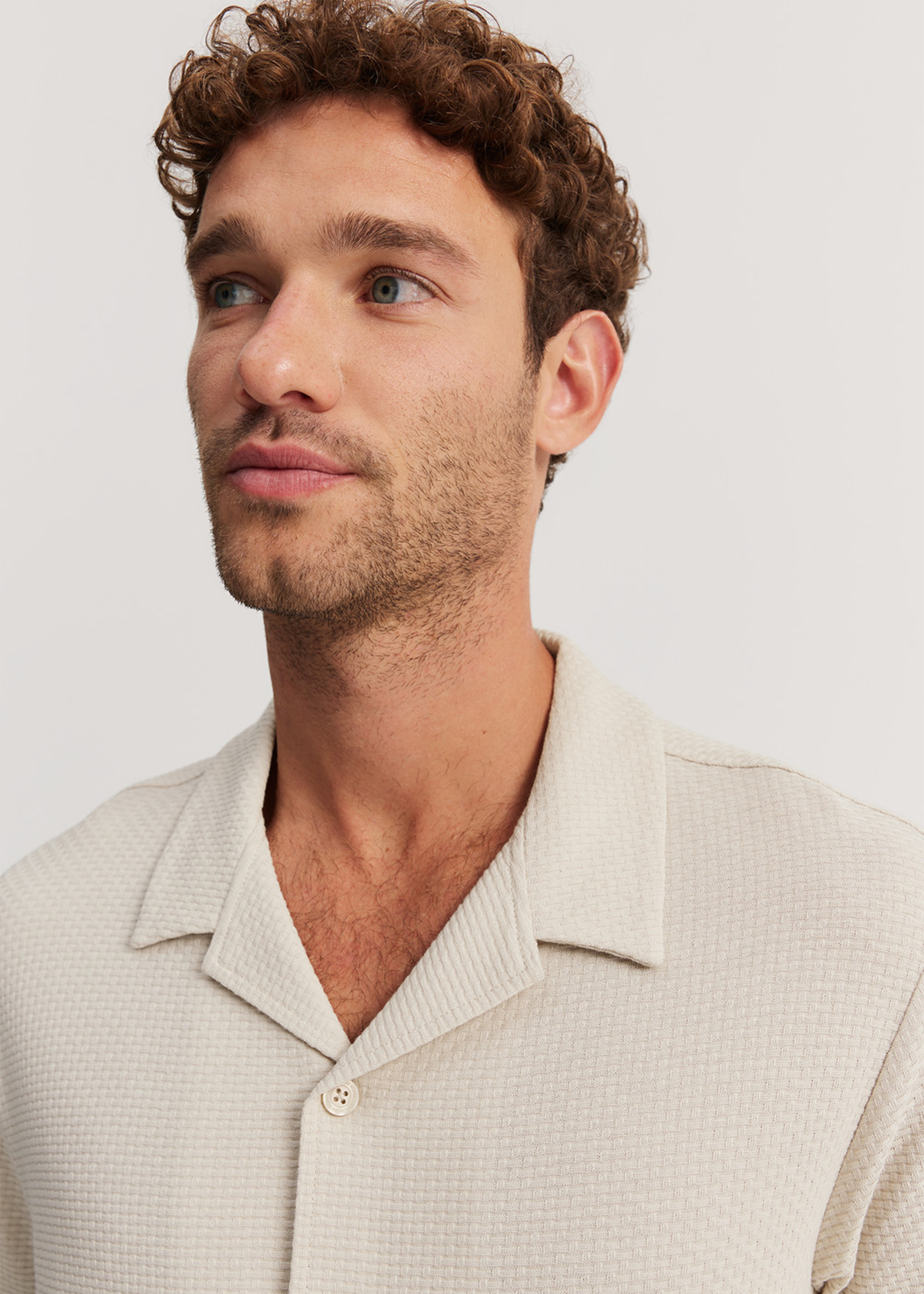 Australian Cotton Blend Textured Knit Short Sleeve Shirt