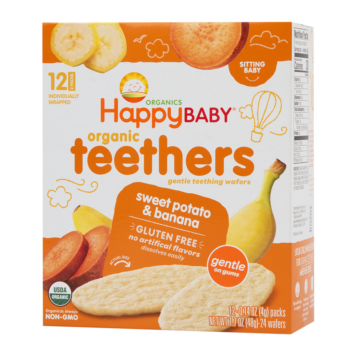 Happy Baby Sweet Potato and Banana Organic Teether Wafers 48 g