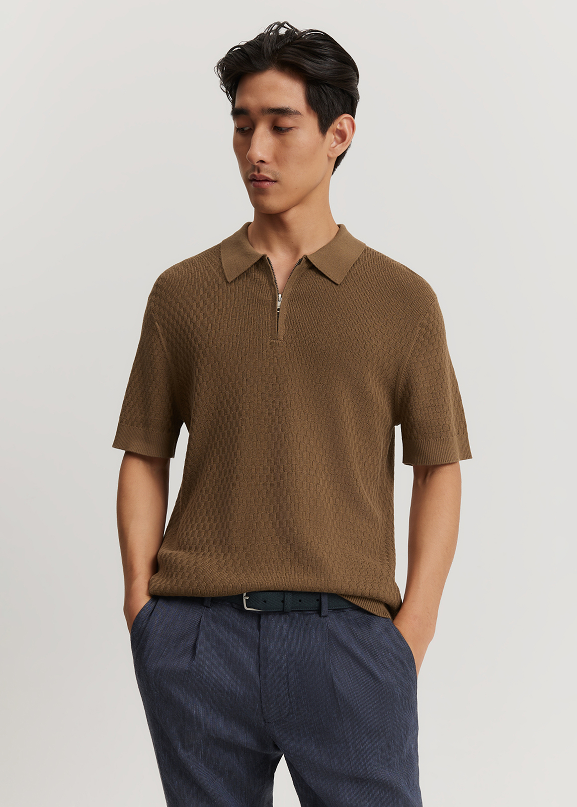 Cotton Silk Textured Knit Polo | Woolworths.co.za