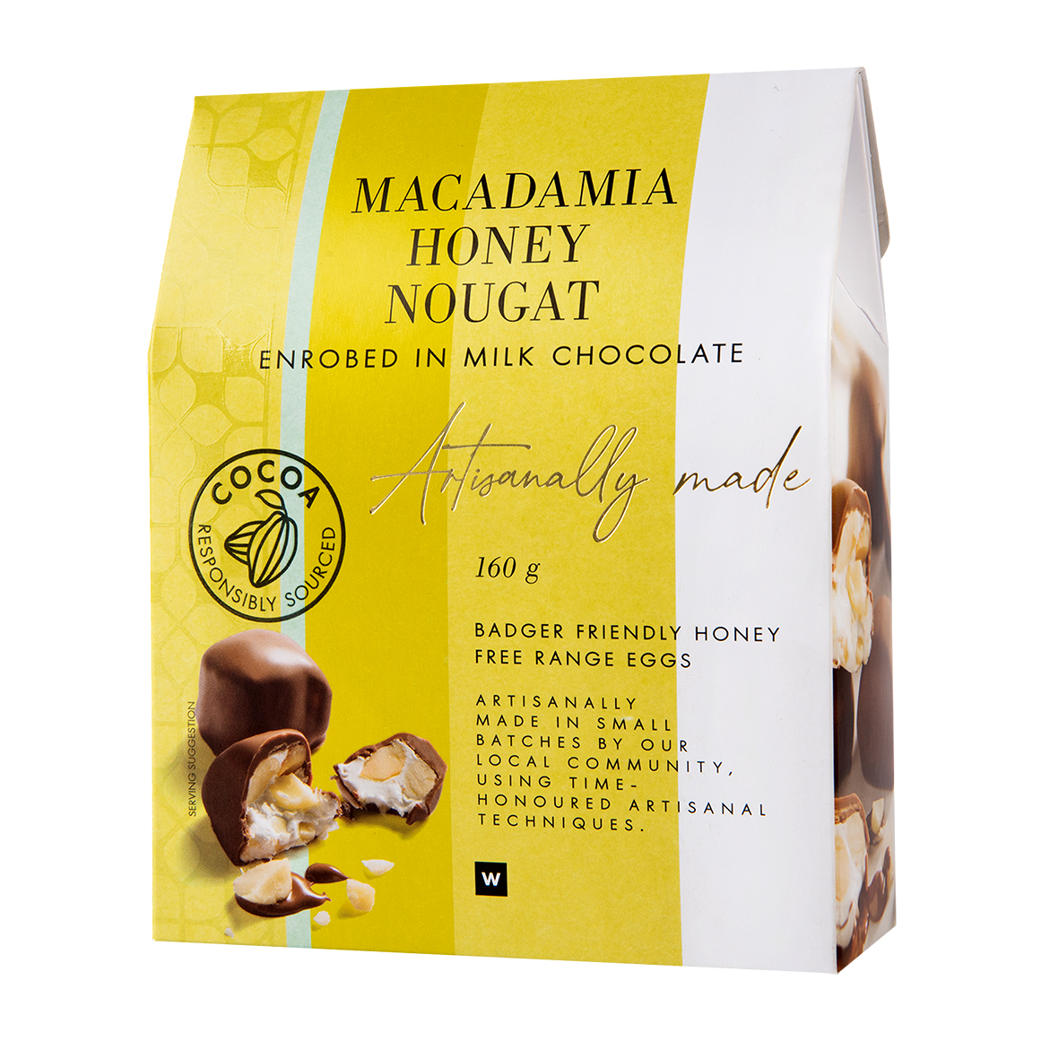 Artisanally Made Roasted Macadamia Nougat in Milk Chocolate 160 g