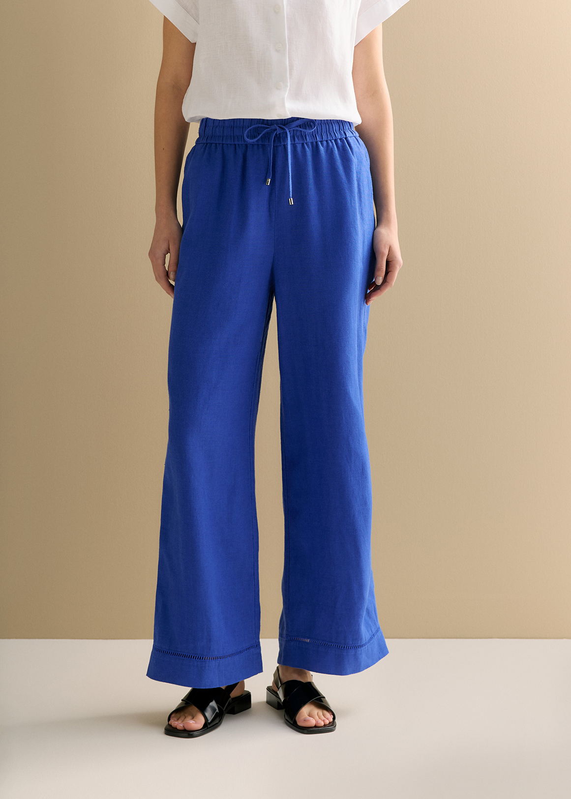 Linen Ladder Stitch Detail Pull On Pant | Woolworths.co.za