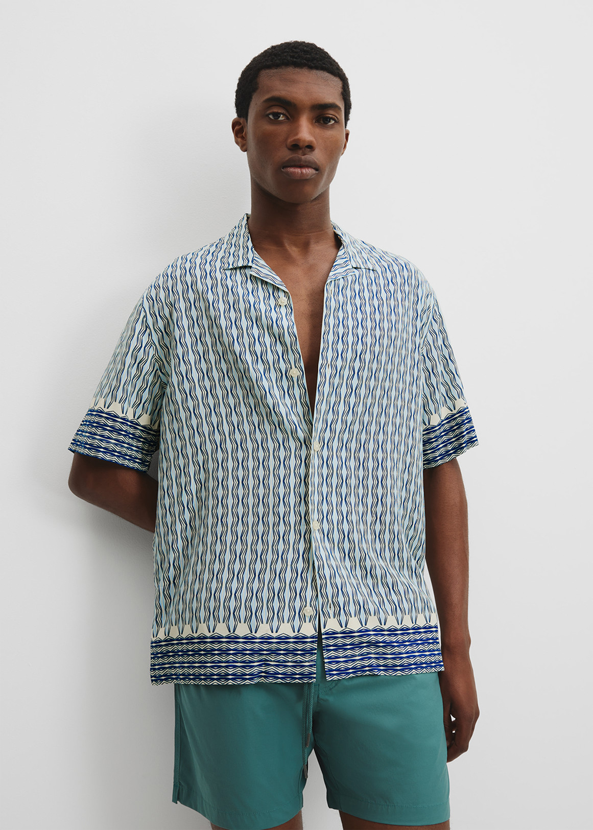Short Sleeve Border Print Viscose Shirt | Woolworths.co.za
