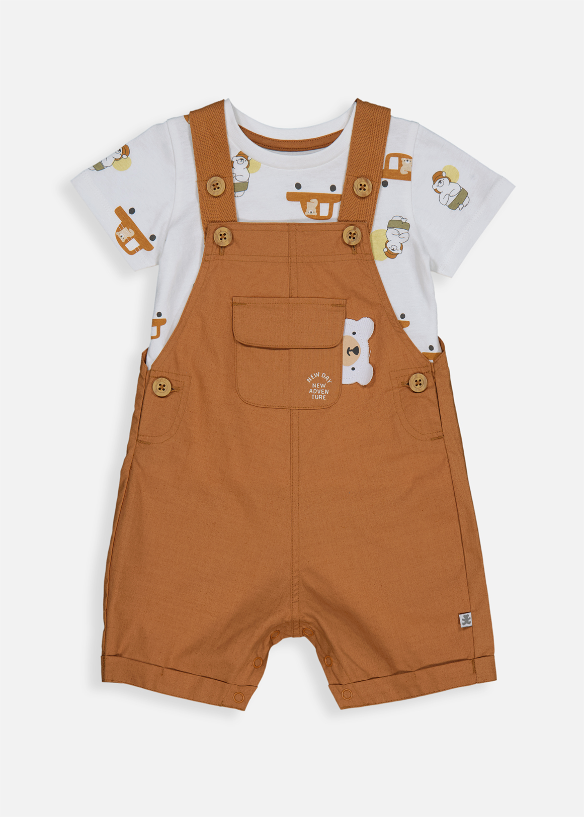 Baby Deals Woolies Baby Factory Shop Bear T-shirt Poplin Dungaree Set