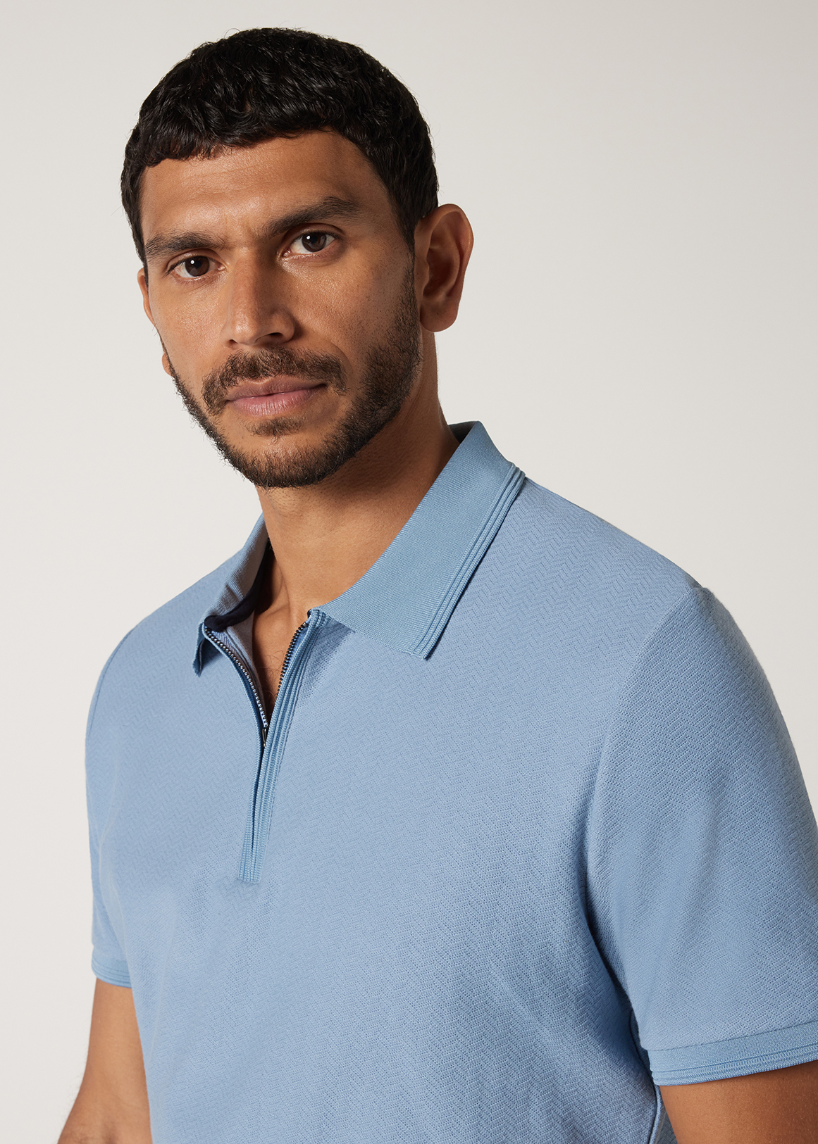 ココ様TTTMSW/Zip up knit polo（BLUE） ココ様TTTMSW/Zip up knit polo（BLUE） Zip up knit polo（BLUE