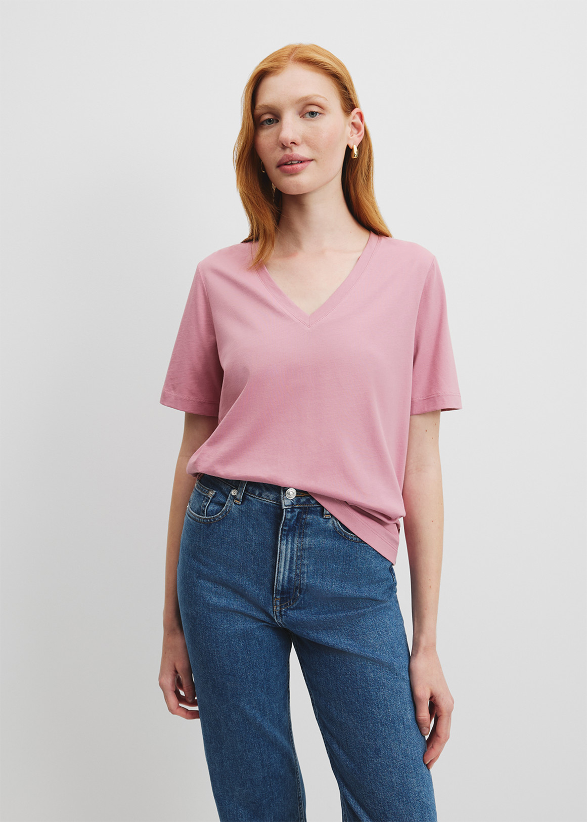 Amoretu Women's V-Neck Short Sleeve Blouse - Casual Summer Top, Pink (XL)