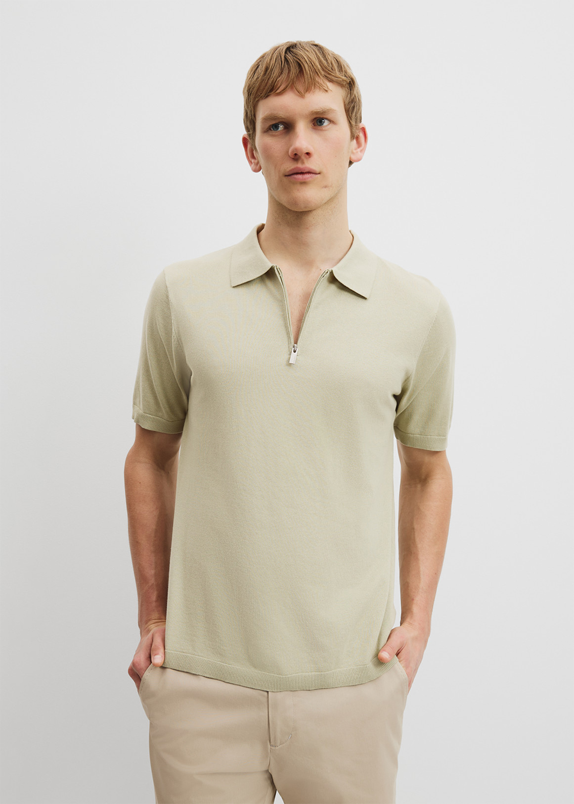 【STUDIOUS】Washable Silk Cotton Polo Cotton Silk Zip Knit Polo | Woolworths.co.za
