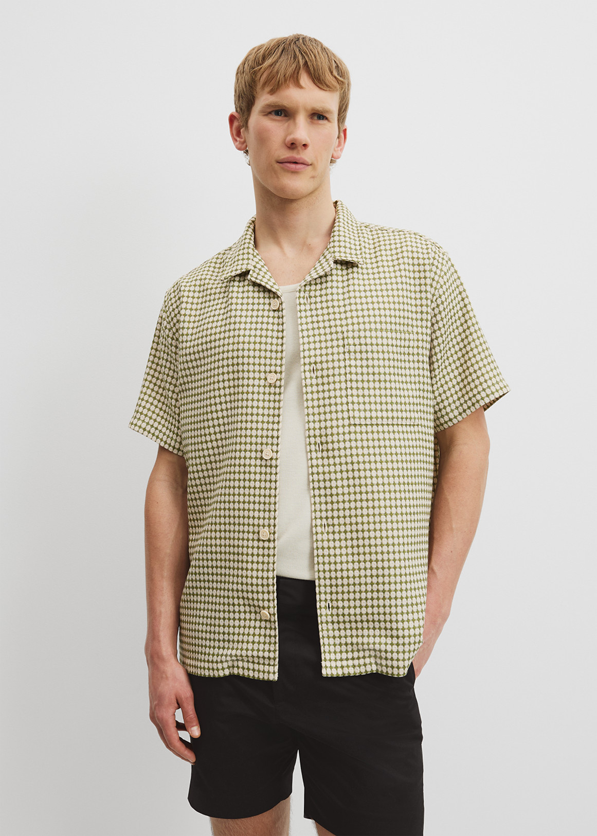 Short Sleeve Cotton Textured Check Shirt | Woolworths.co.za