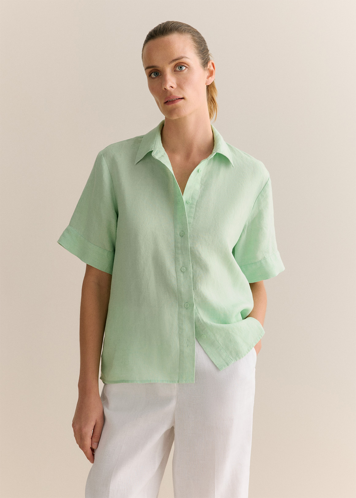 Linen シャツ Linen shirt | Orange | mid clay | Slim fit | 30-203344A | LINDBERGH