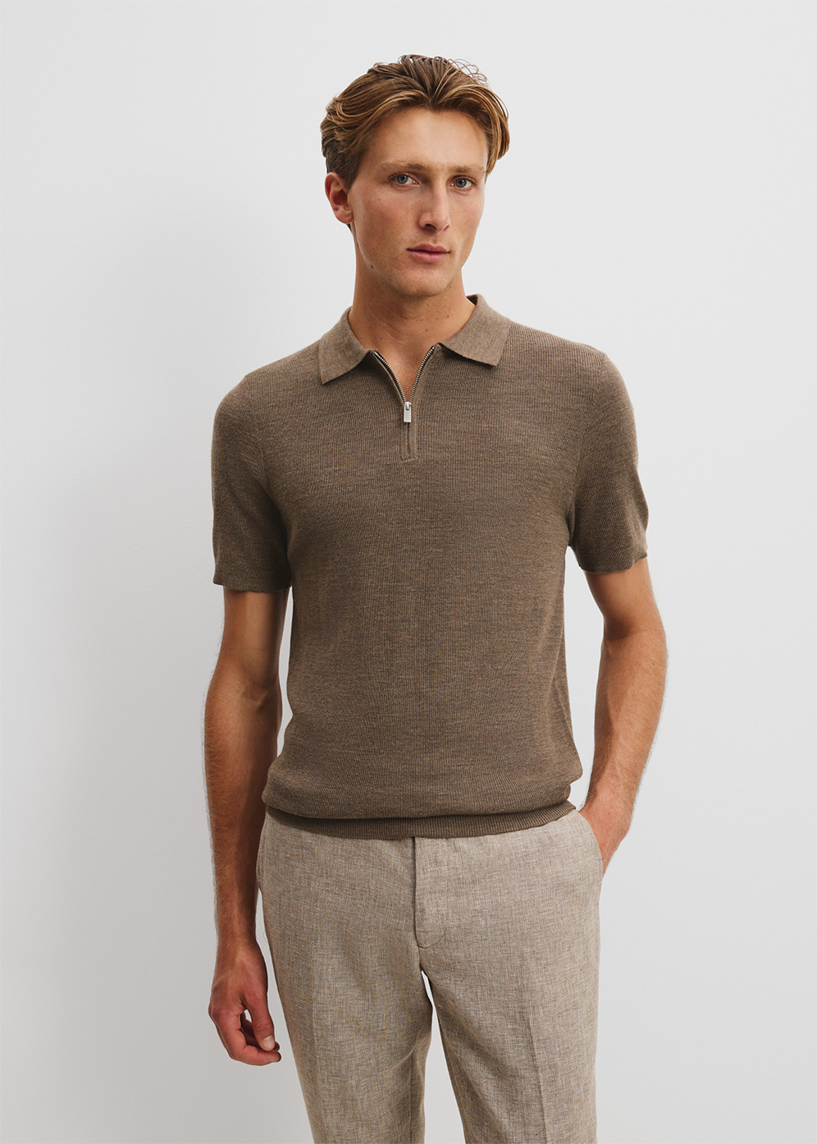 Verified Australian Merino Rib Zip Knit Polo | Woolworths.co.za
