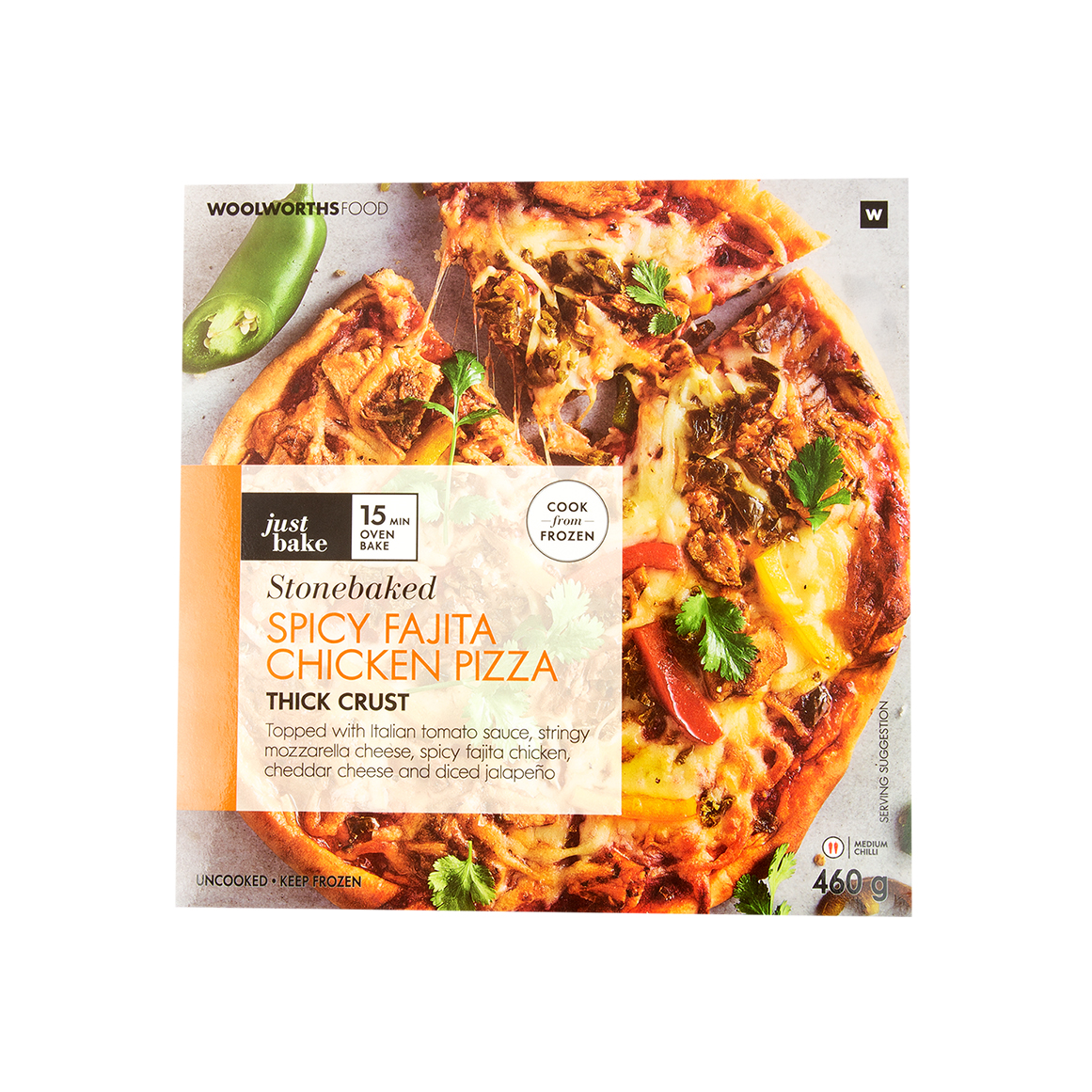 トップス Stone  foodie Frozen Stonebaked Spicy Fajita Chicken Pizza 460 g | Woolworths.co.za