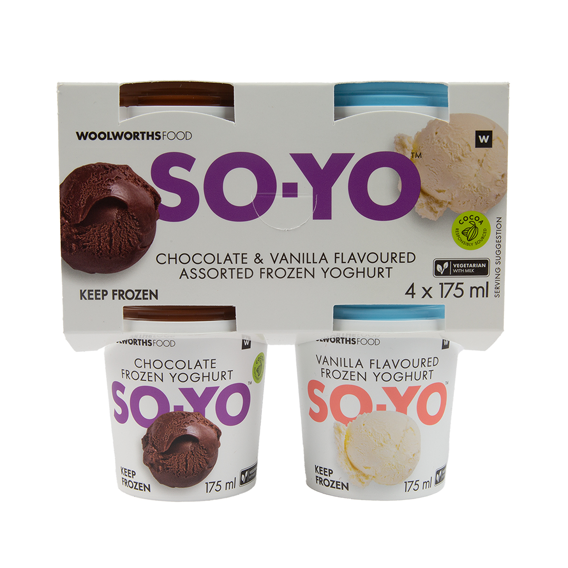 SO.YO Chocolate & Vanilla Frozen Yoghurt Selection 4 x 175 ml